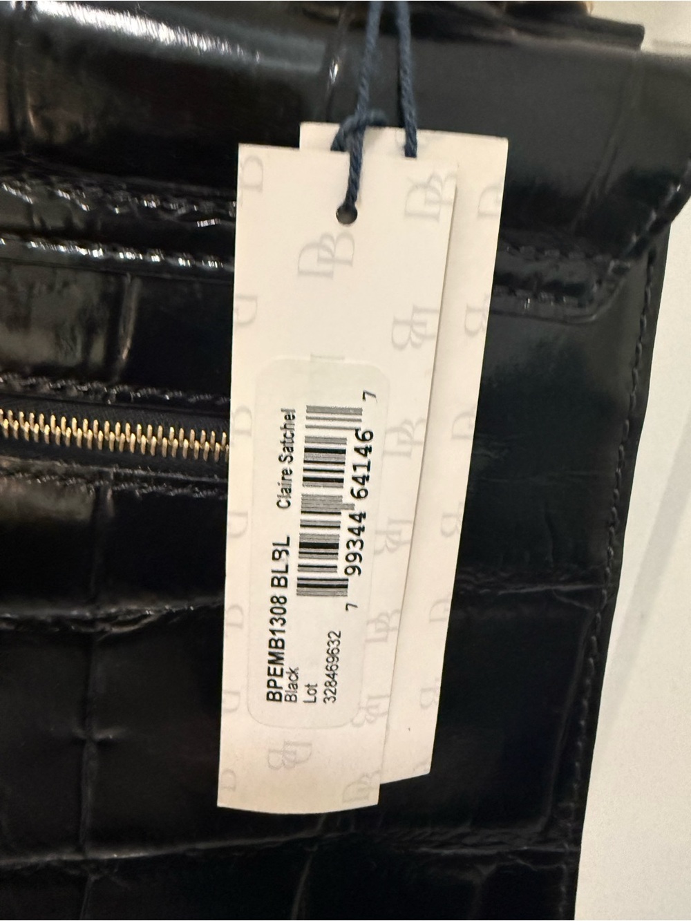 Dooney & Bourke Black Croc-Embossed Top Handle Claire Satchel with Gold Hardware - Picture 7 of 10